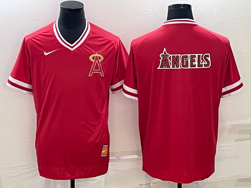 Men's Los Angeles Angels Red Team Big Logo Cool Base Stitched Jersey